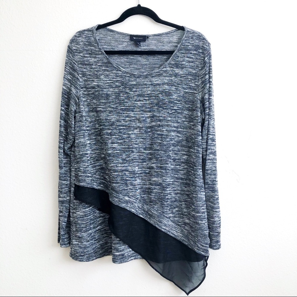 Grey Long-sleeve Asymmetrical Top